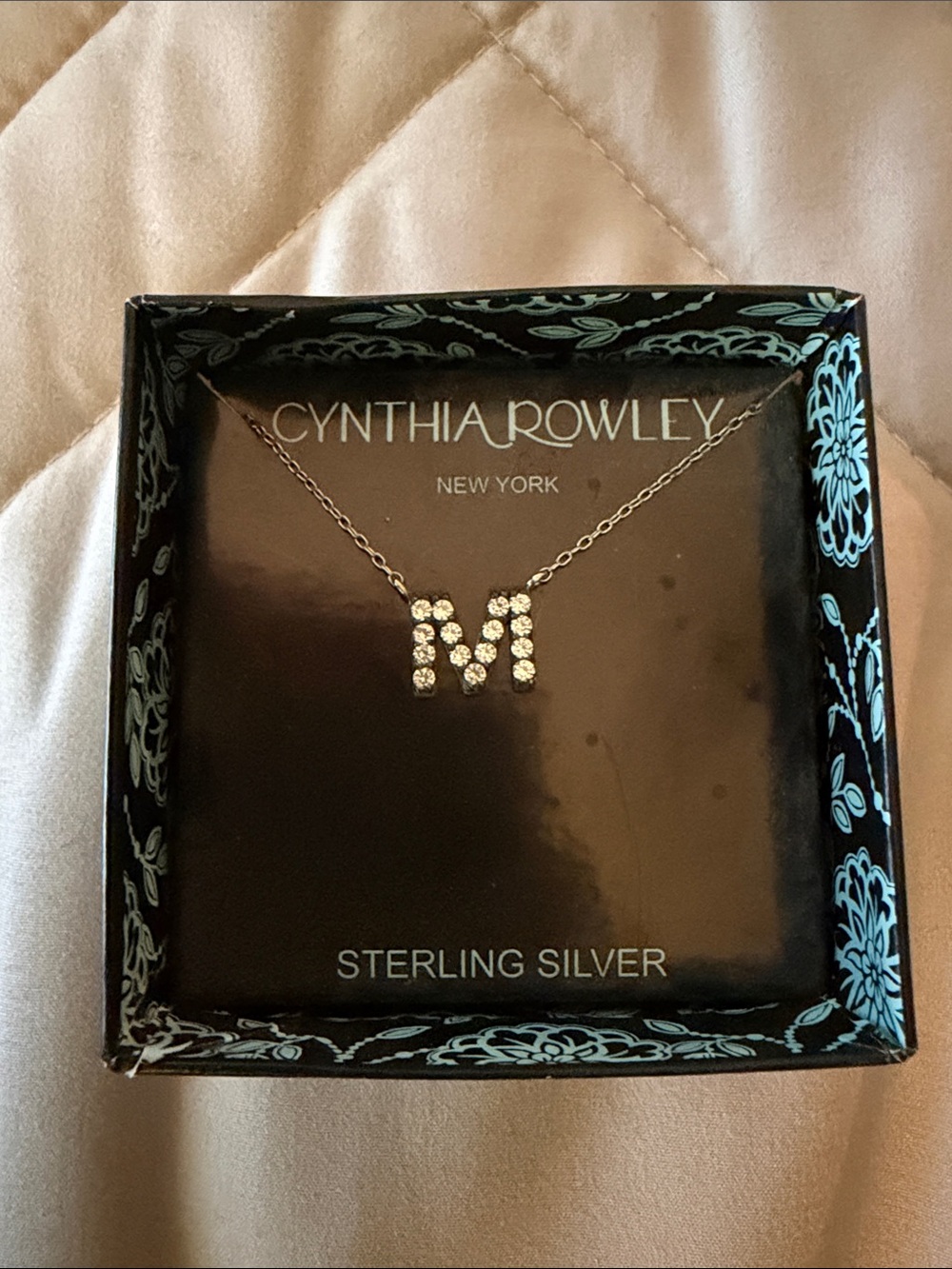 Cynthia Rowley Silver Crystal 'M' Initial Necklace